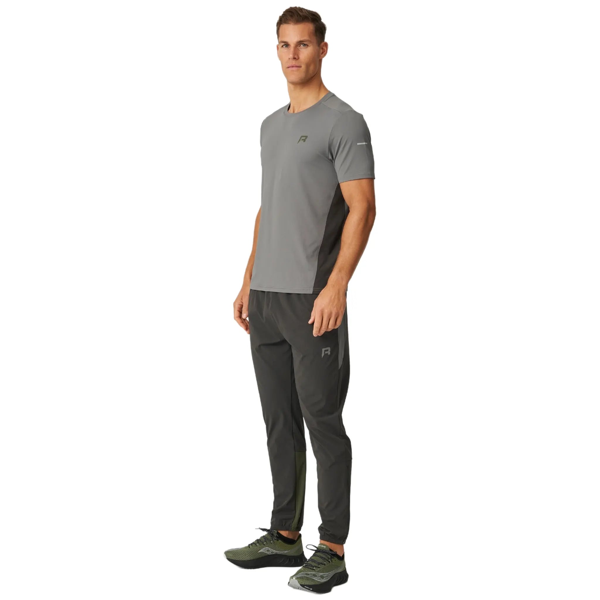 Front Side View of Reprimo Vortex Olive Dark Grey T Shirt REP254-221